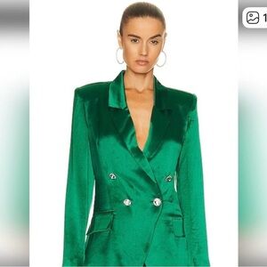 Retrofete Green Satin Blazer